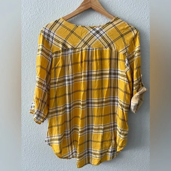 EUC 1x Plaid High low 1/4 sleeve Shirt - Picture 2 of 8
